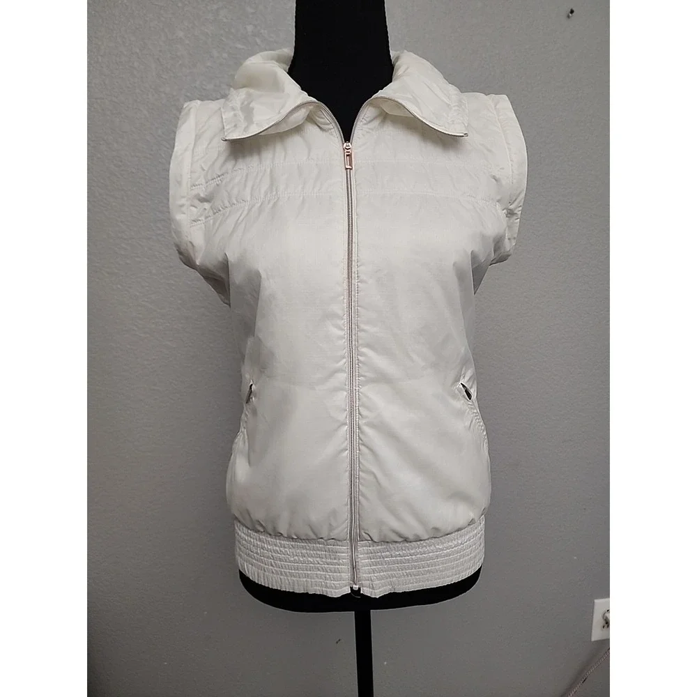 Nike Golf Jacket Vest Womens Small Ivory Puffy Removable Sleeves Pickle‎ ball S